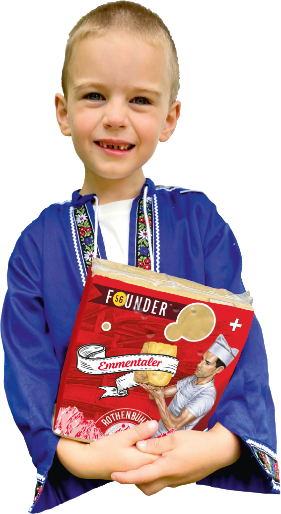 Child holding a piece of cheese